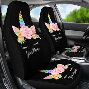 Unicorn Black Universal Car Seat Covers Christmas Birthday Gift - Seat of 2