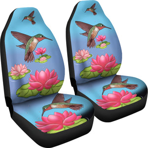 Hummingbird Lotus Car Seat Covers Set of 2 Protection Decoration