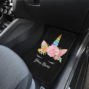 Front And Back Unicorn Car Mats (Set of 4) - Black Style Without Flowers