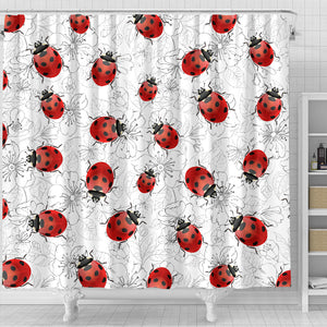 Ladybugs & Flowers Shower Curtain