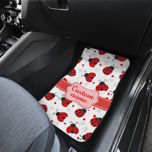 Personalized Ladybug Front And Black Car Mats (Set Of 4)