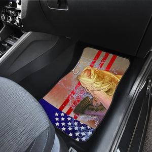Fishing Angling Fish US Flag - Front and Back Car Mats Gift (Set of 2 or 4)