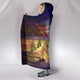 Dragon Dragonfly Sunset Cozy Warm Hooded Sherpa And Microfiber Blanket With Hood