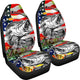 Fishing Big Fish US Flag - Set of 2 Universal Front Car Seat Covers Protection