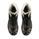 Sea Turtle & Lotus Faux Fur Leather Boots