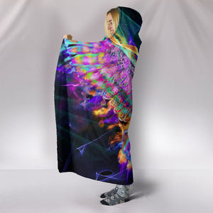 Electric Owl Cozy Warm Hooded Sherpa And Microfiber Blanket With Hood
