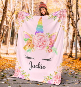 Jackie - Personalized Unicorn Blanket