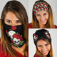 Skull Couple Roses (Black) - Bandana 3 Pack - Mask