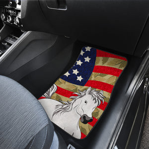 White Horse USA Flag - Universal Front Car Mats Gift (Set Of 2)