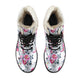 Floral Grey Roses & Peonies - Faux Fur Leather Boots