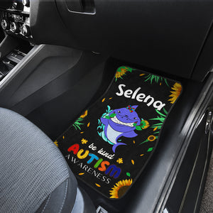 Autism Personalized Awareness Shark Front and Back Car Mats Set (Set of 2 or 4)