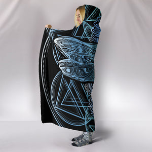 Blue Dragonfly Mandala Hooded Blanket