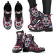 Skull Red Black White Handcrafted Women's Booties Vegan-Friendly Leather Boots