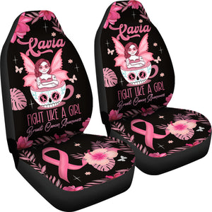Breast Cancer Awareness Fighting Girl - Car Seat Covers - Set of 2