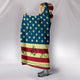American USA Flag Cozy Warm Hooded Sherpa And Microfiber Blanket With Hood