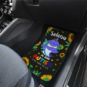 Autism Personalized Awareness Shark Front and Back Car Mats Gift Set Of 2