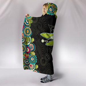 Dragonfly Cozy Warm Hooded Sherpa And Microfiber Blanket With Hood