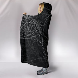 Spiderweb Cozy Warm Hooded Sherpa And Microfiber Blanket With Hood