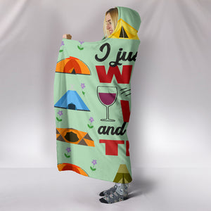 Wine & Caravan Camping Hooded Blanket - Green