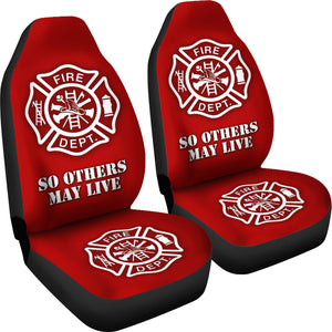 Firefighter USA Fire Department Red Car Seat Covers (Set of 2)