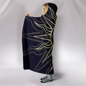 Bohemian Hand Drawn Sun and Moon Hooded Blanket