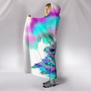 Howling Wolf Cozy Warm Hooded Sherpa And Microfiber Blanket With Hood