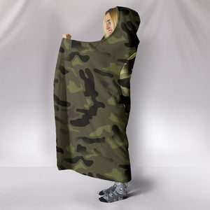 Camo Skull Camouflage Hooded Sherpa And Microfiber Blanket With Hood
