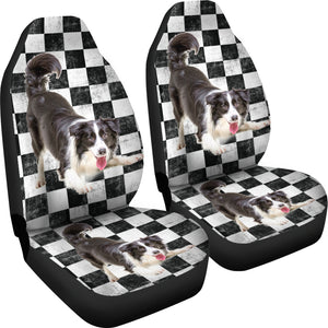 Border Collie Checkers Car Seat Covers