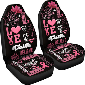 Breast Cancer Awareness Pink Girl - Car Seat Covers - Set of 2