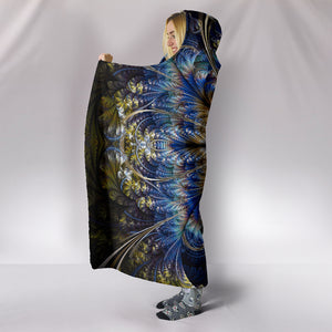 Fractal Mandala Warm Cozy Hooded Sherpa And Microfiber Blanket With Hood