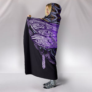 Purple Dragonfly Mandala Hooded Blanket