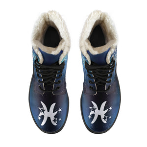 Pisces Horoscope Zodiac Star Sign Faux Fur Leather Boots Christmas Birthday Gift