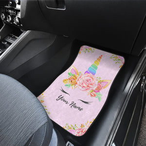 Unicorn Car Mats (Set Of 4) With Custom Name