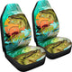 Fishing on Boat - Set of 2 Universal Front Car Seat Covers Protection Decoration