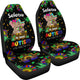 Autism Awareness Elephant Sunflower Personalized Black Car Seat Cover (Set of 2)