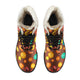 Music Notes Candy Design Faux Fur Leather Boots Winter Shoes