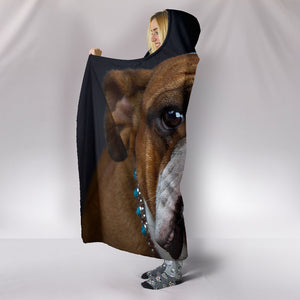 Bulldog Lovers Plush Lined Hooded Sherpa And Microfiber Blanket With Hood