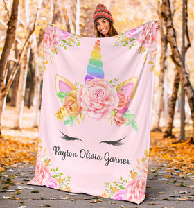 Payton Olivia Garner - Personalized Unicorn Blanket