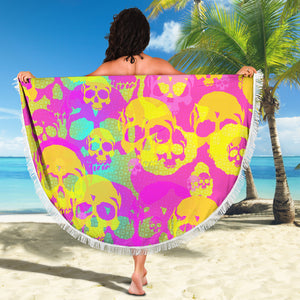 Yellow Skulls Beach Blanket Camping Picnic Portable Outdoor Blanket