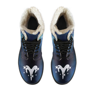 Aries Horoscope Zodiac Star Sign Faux Fur Leather Boots Christmas Birthday Gift