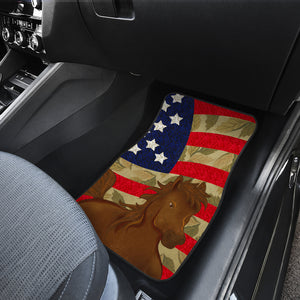 Brown Horse USA Flag - Front and Back Car Mats Gift (Set Of 2)