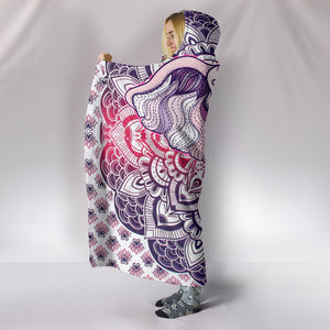 Elephant Purple Mandala - Cozy Warm Hooded Sherpa And Microfiber Blanket With Hood