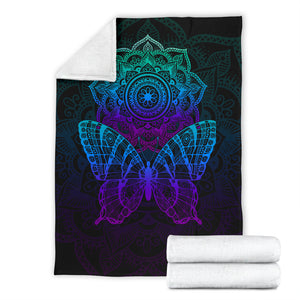 Butterfly Mandala Colorful Cozy Blanket