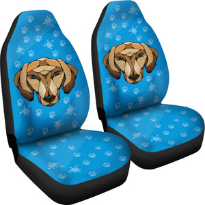 Dachshund Dog Face Blue Car Seat Covers