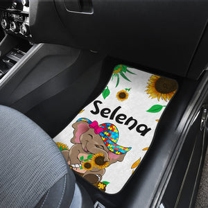 Autism Awareness Personalized Elephant - Front and Back Car Mats Gift (Set Of 4)