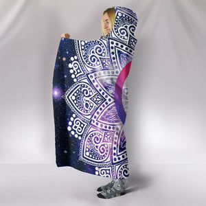 Mandala Peace Warm Hooded Sherpa And Microfiber Blanket With Hood