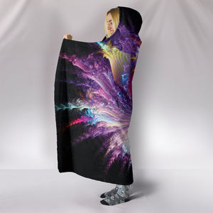 Psychedelic Alien Flower - Cozy Warm Hooded Sherpa And Microfiber Blanket