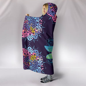 Dragonfly Mandala Warm Hooded Sherpa And Microfiber Blanket With Hood
