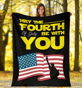US Independence Day "May The 4th Of July Be With You" American Holiday Blanket