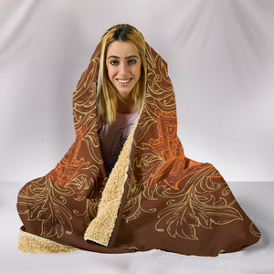 HandCrafted Brown Lotus Hooded Blanket
